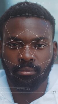 Highresolution portrait with facial recognition graphics and security verification in clinical setting