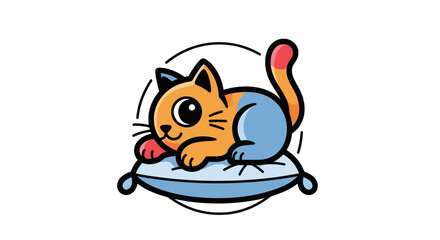 Fototapeta premium Cartoon cat on pillow