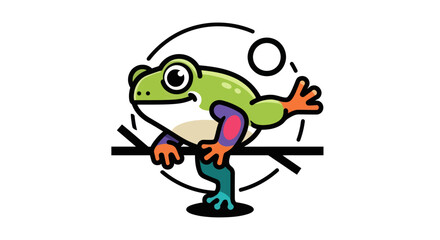 Fototapeta premium Cartoon frog illustration on white background