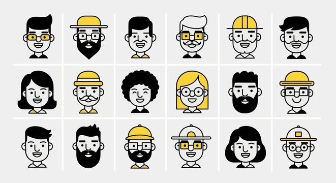 Diverse illustrated avatar portraits collection