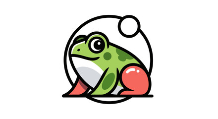 Fototapeta premium Cartoon frog illustration in a circle