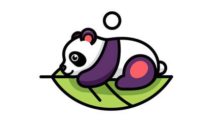 Cartoon panda resting on leaf © Corvus