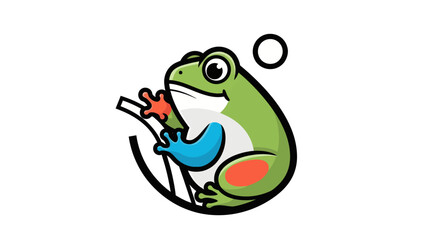 Obraz premium Cartoon frog illustration on white background
