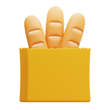 baguette 3d icon illustration