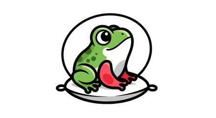 Fototapeta premium Cartoon frog illustration on pillow