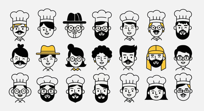 Diverse illustrated faces collection