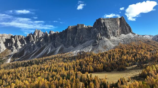 Autumn Mountain Valley Lateral Drone Tracking