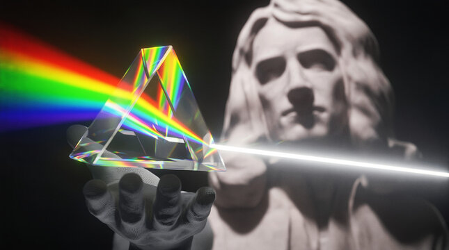 Isaac Newton Prism Rainbow Light Experiment