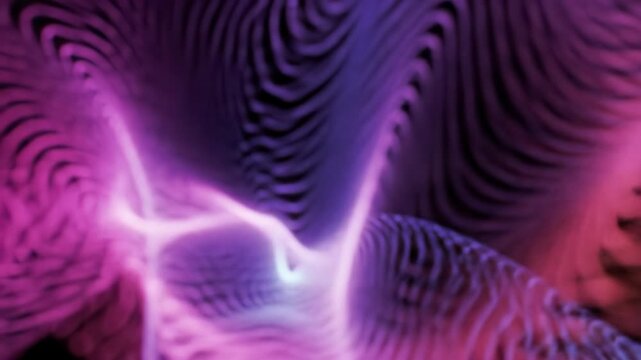 A captivating, abstract video of luminous, swirling fog and vibrant gradients, hot pink to deep blue, merging like neural networks with a slow push-in. Concept of digital transformation and AI