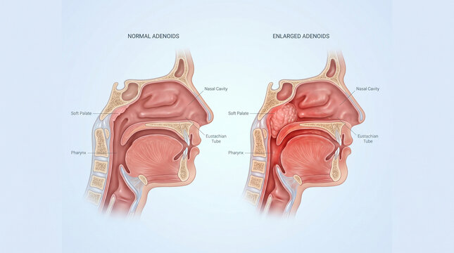  Enlarged Adenoids Nasal Cavity Obstruction ENT Medical Illustration