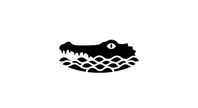 Minimalist crocodile head graphic swimming in water ripples