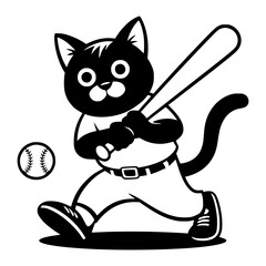 Black Cat Playing Baseball © KayBeeSVGs