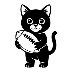 Black Cat Holding Football © KayBeeSVGs