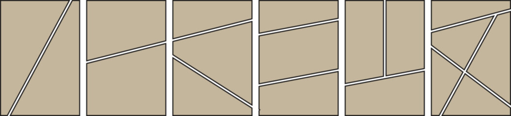 Fototapeta premium A collection of six identical green rectangles with intersecting black lines on each one