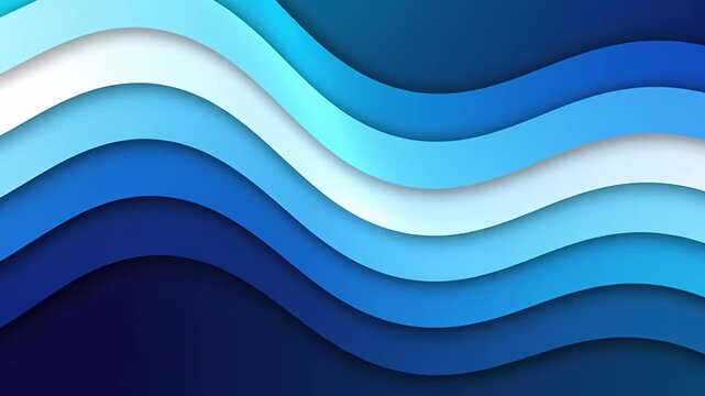 Abstract layered blue waves background with copy space and soft shadows