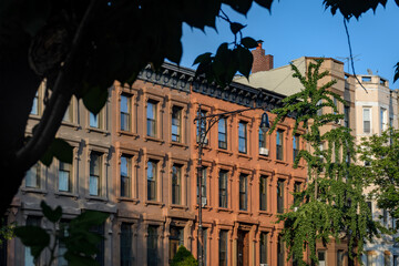 Sunlit Brownstone Row Houses in Park Slope, Brooklyn © Martin