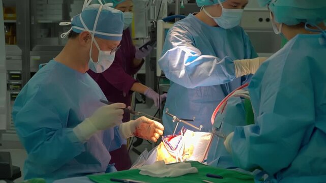  neurosurgery is inspecting brain of patient during trepanation of skull