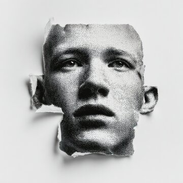 Torn paper face illustration