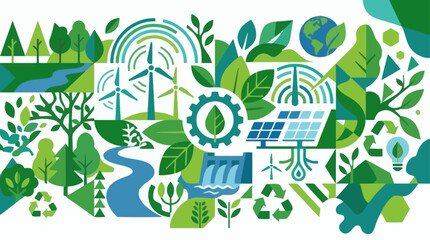 Eco-friendly environment concept with renewable energy and nature elements © enla99