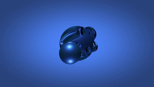 Glossy metallic blue liquid organic metaballs		