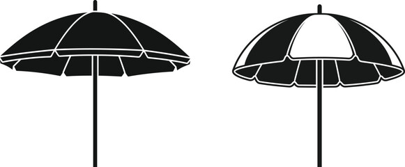Beach parasol illustration black and white vector graphic © MDSHOHIDUL
