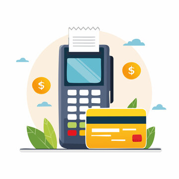 Credit Card Payment Terminal and Credit Card Illustration
