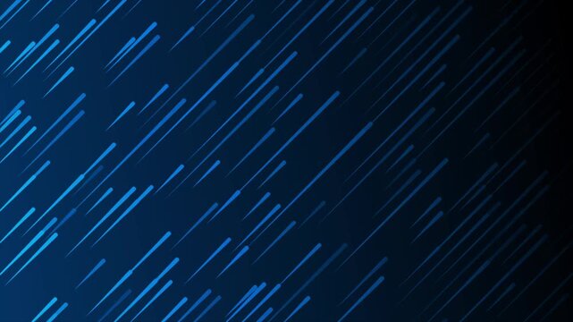 Abstract background with dynamic diagonal glowing blue speed lines on dark backdrop. Modern cyber tech or digital data network motion design. Seamless loop. Video animation Ultra HD 4K 3840x2160
