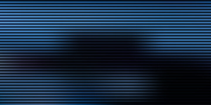 Deep blue horizontal lines with dark central vignette creating tech data screen effect for cybersecurity concepts and corporate information technology backgrounds with futuristic aesthetic.