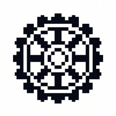 Fototapeta premium Pixel art gear wheel icon isolated on white background 