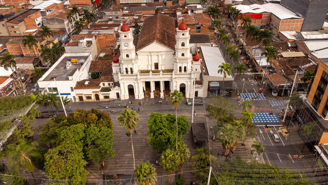Envigado, Antioquia - Colombia. February 8, 2026. Drone photograph, a city and municipality located south of Medellin.