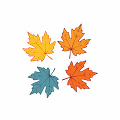 Fototapeta premium Four Colorful Maple Leaves Illustration