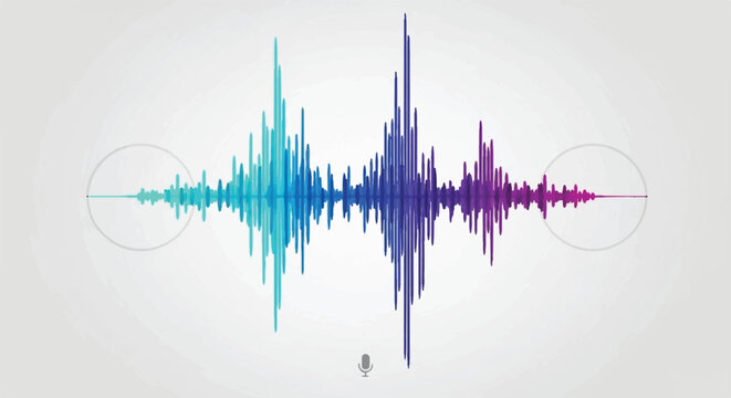 Vibrant sound wave pattern oscillates with blue purple gradient colors