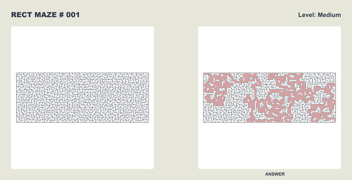 Complex rect maze #001 labyrinth game grid with solution