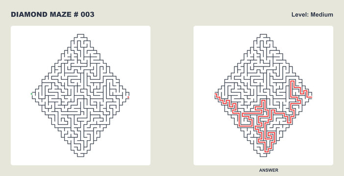 Medium Level Diamond Labyrinth Game Grid #003 Brain Teaser