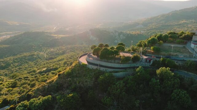 View of Careri a little hamlet in Calabria at sunset aerial
