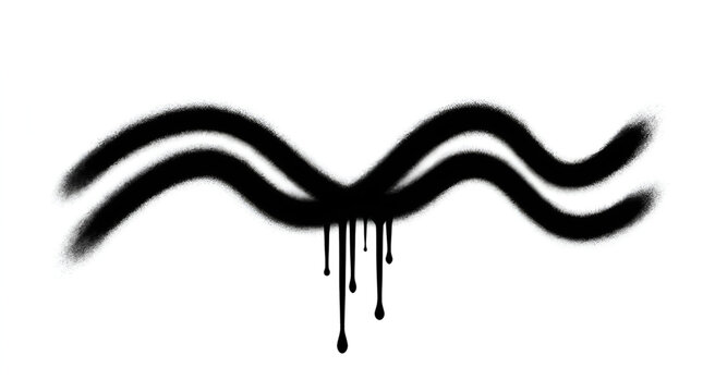 Black spray paint graffiti wave symbol with drips