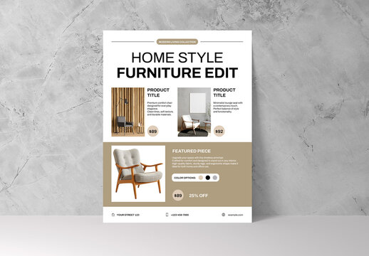 Beige White Minimal Furniture Flyer Layout