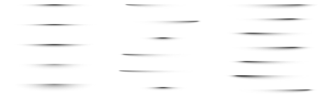 Set of Realistic Drop Shadow Elements for Web Design and UI Graphics Isolated on White Background
