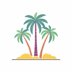 Fototapeta premium Illustration of three palm trees on a sandy island