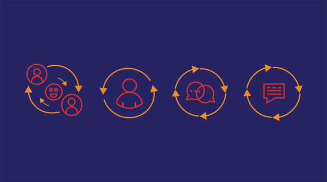 Business process icon representing customer feedback loop for marketing strategies