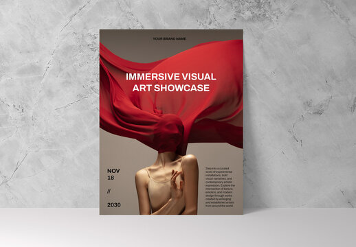 Beige Red Editorial Art Exhibition Flyer Layout