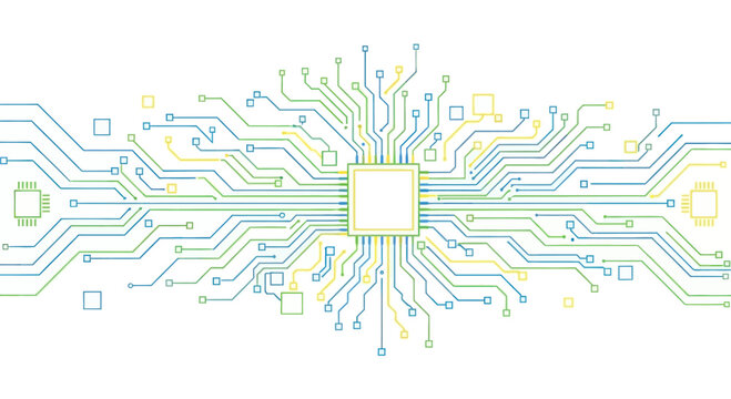 Abstract digital circuit board pattern, technology background, data flow, central processor