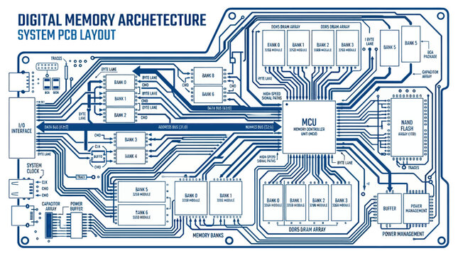 Digital Memory Architecture System PCB Layout Blueprint