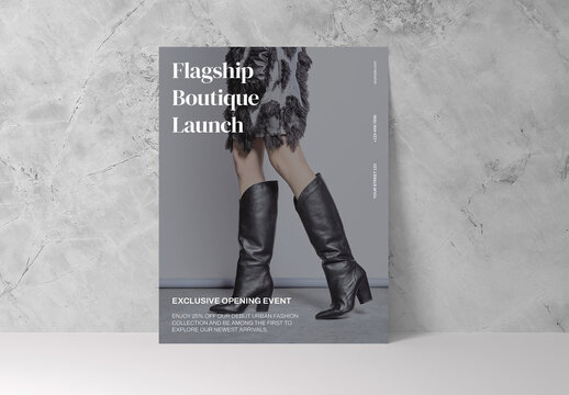 Gray Elegant Boutique Opening Flyer Layout