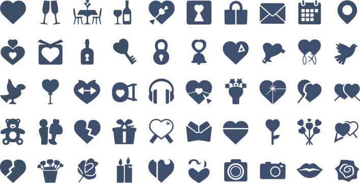 Collection of Blue Valentine and Love Icons heart
