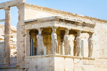 Panoramic view of Erechtheions in Acropolis, Athens, capital of Greece. © Olena Zn