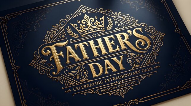 Luxury Father&rsquo;s Day Gold Typography Design on Navy Background Premium Greeting Card Illustration