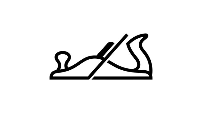 Vintage black and white hand plane tool illustration outline.