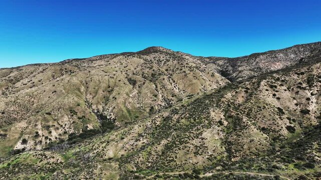 The Yucaipa Ridge Fault zone on the san andreas fault near the Yucaipa North Bench and Lower Oak Glen from a UAV Aerial Drone to view geographic Seismic Feature