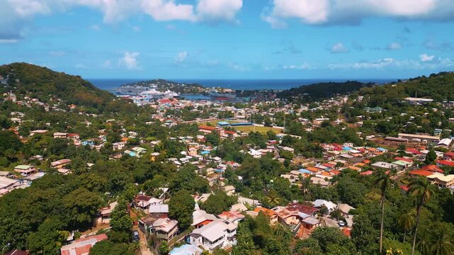 SAINT LUCIA VIEW FROM ABOVE APPROACHING CASTRIES 4K